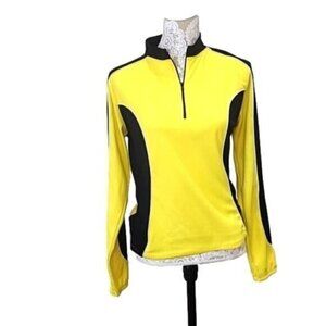 Bellwether Cycling Jacket Yellow/Black 1/4 Zip Lightweight Pockets Men's Large